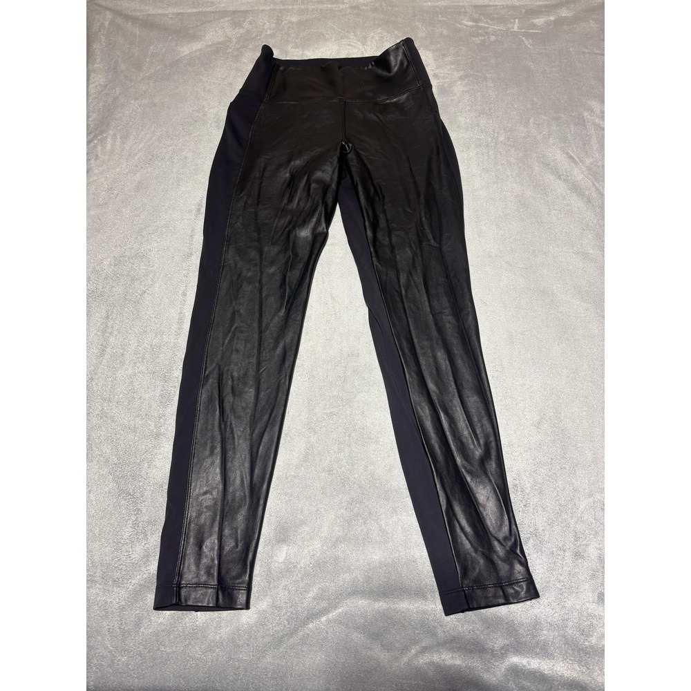 Athleta Leggings Womens Small Black Delancey Shine Tight Faux Leather 631858